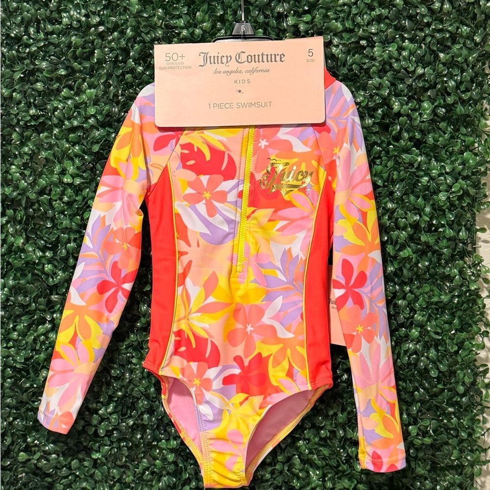Juicy‎ Couture Kids Floral Swimsuit - Pink and Yellow